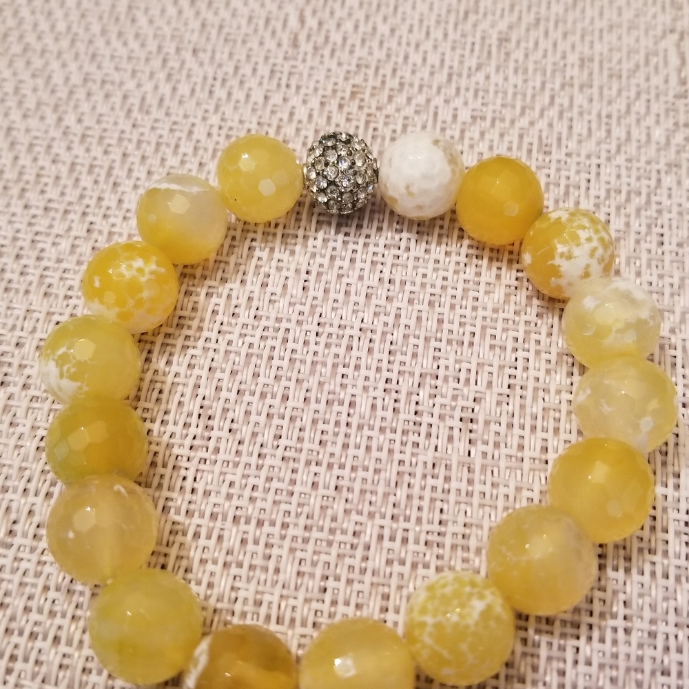 Rhinestone natural stone stretch bracelet
